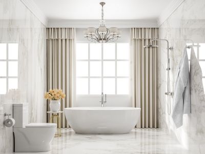 Luxurious Bathroom with Freestanding Bathtub